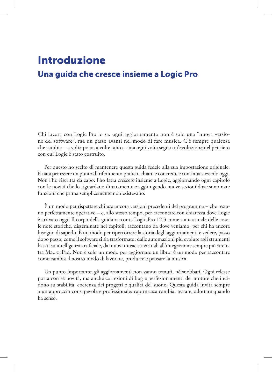 Pagina interna a colori della guida Logic Pro